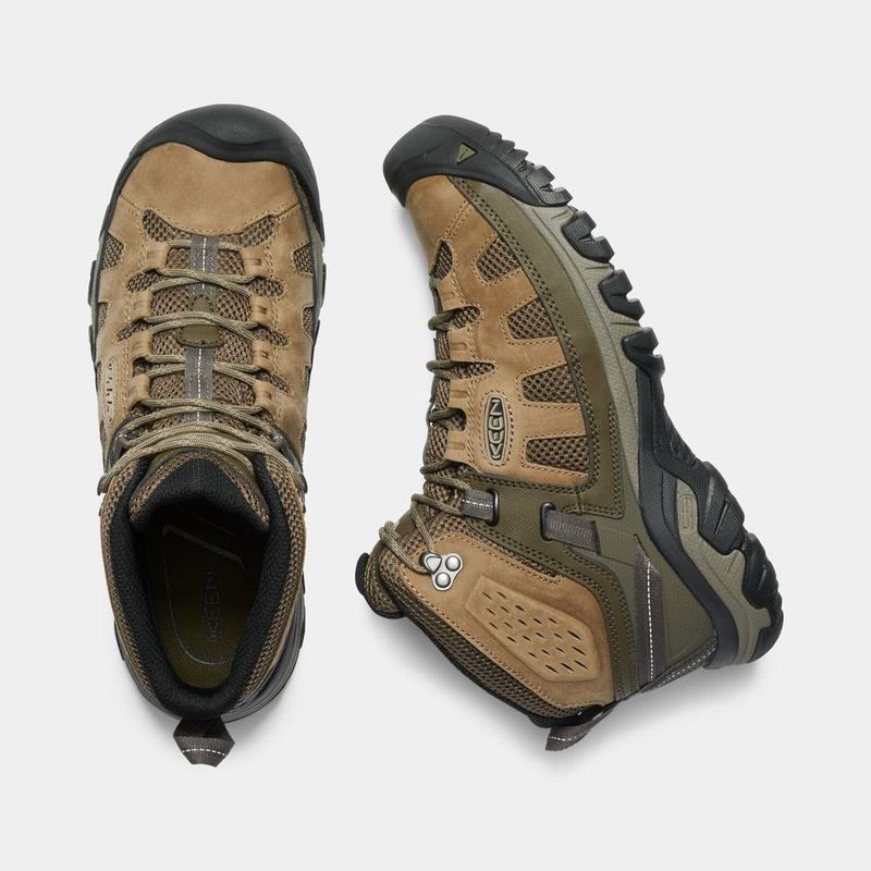 Keen Targhee Vent Mid Mens Hiking Boots Brown/Olive NZ Sale (9642-ZXKPG)